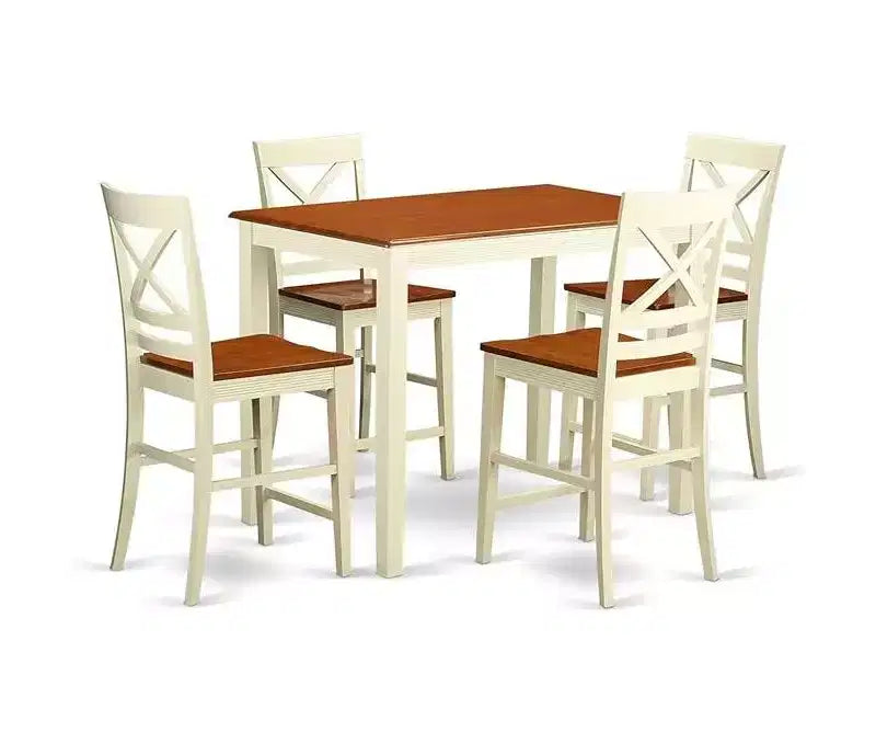 HomeStock Belmont Dining Counter Height Set- High Table And Dining Chairs