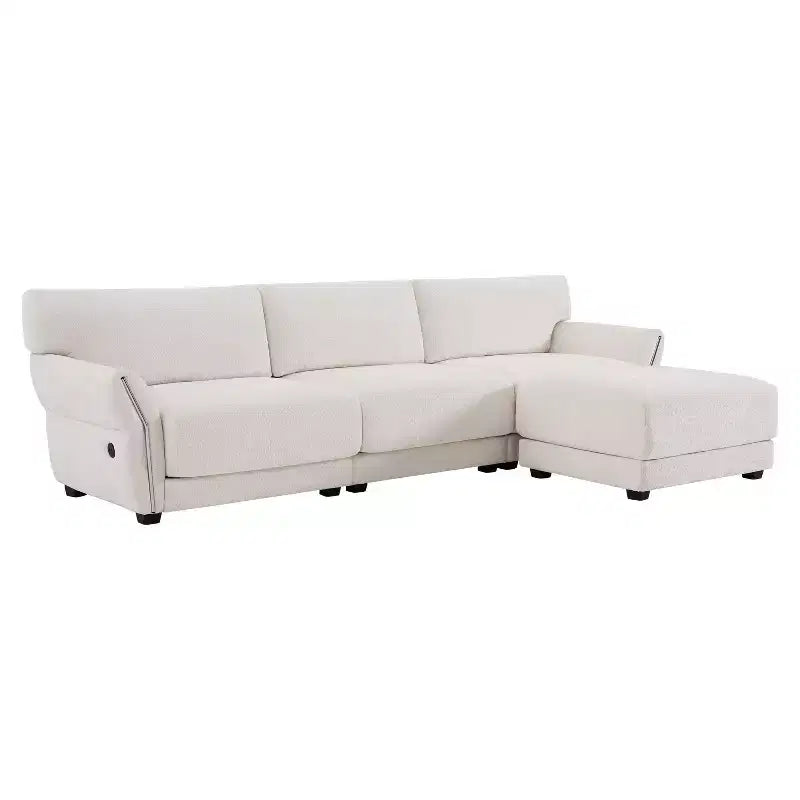 L-Shaped Sectional Sofa Set with Ottoman, 3-Seat Chenille Couch with Extra-Wide Seat and USB, 110
