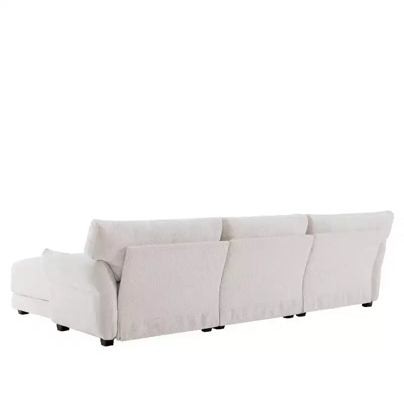 L-Shaped Sectional Sofa Set with Ottoman, 3-Seat Chenille Couch with Extra-Wide Seat and USB, 110