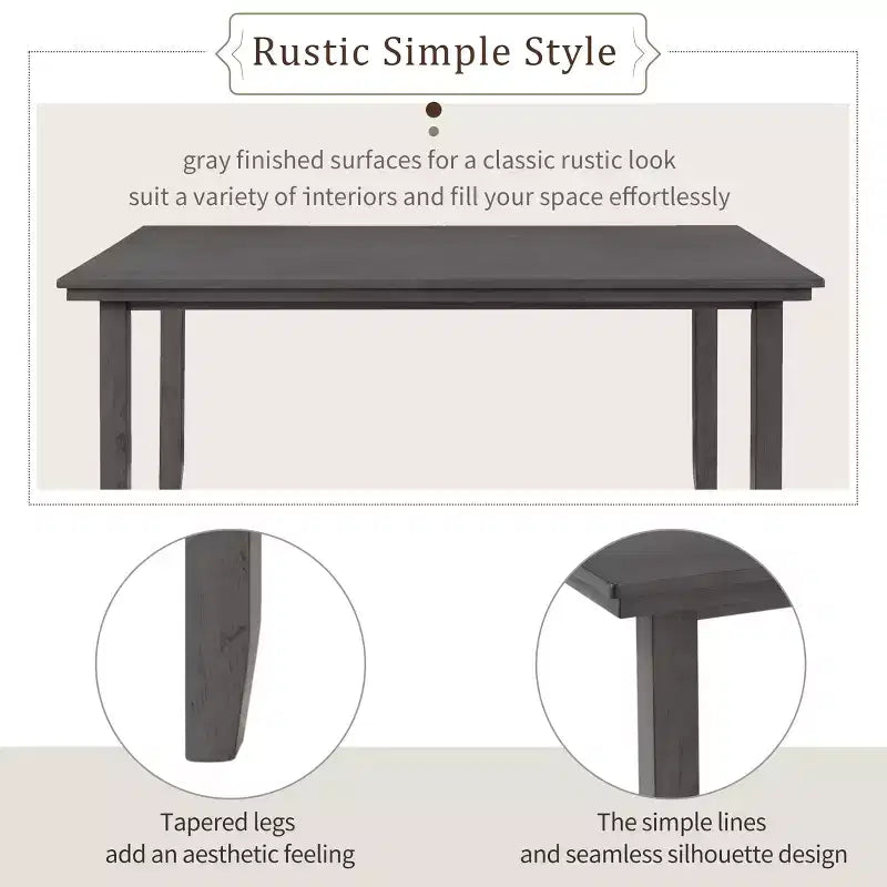Farmhouse Kitchen Dining Table Set for 6, Wood Rectangle Table and 4 Upholstered Chairs & Bench