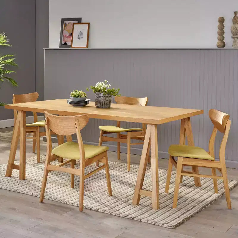 Christopher Knight Home Anise Mid Century Modern Fabric Upholstered Wood 5 Piece Dining Set