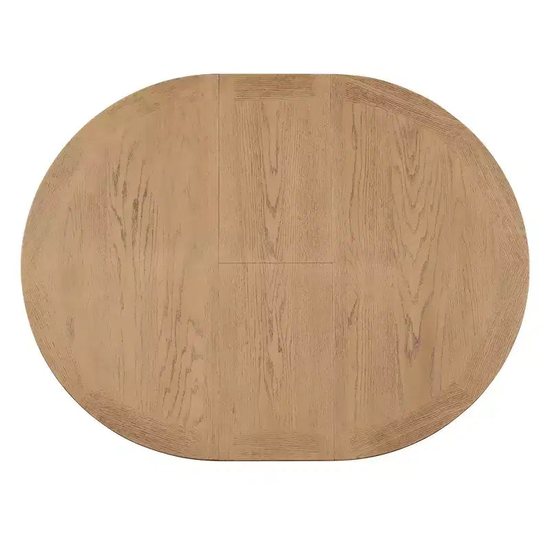Extendable Dining Table Set for 4, Wood Round Table with 4 Upholstered Chairs for Kitchen
