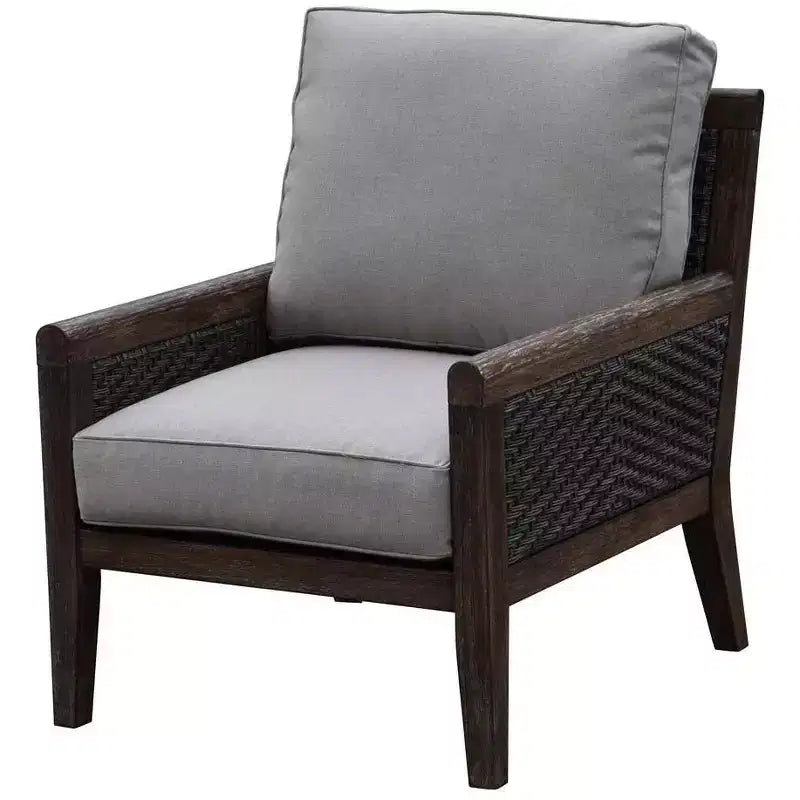 Courtyard Casual Bermuda FSC Teak 2 pc Club Chair and Ottoman Set Includes: One Club Chair and One Ottoman