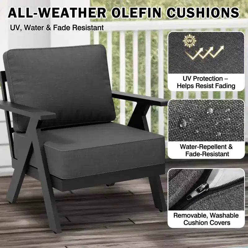 EAGLE PEAK Urban Slate 7 Piece Modern Outdoor Patio Furniture Set, Couch, Swivel Rocking Chairs, Patio Chairs, Coffee Table, and Side Table