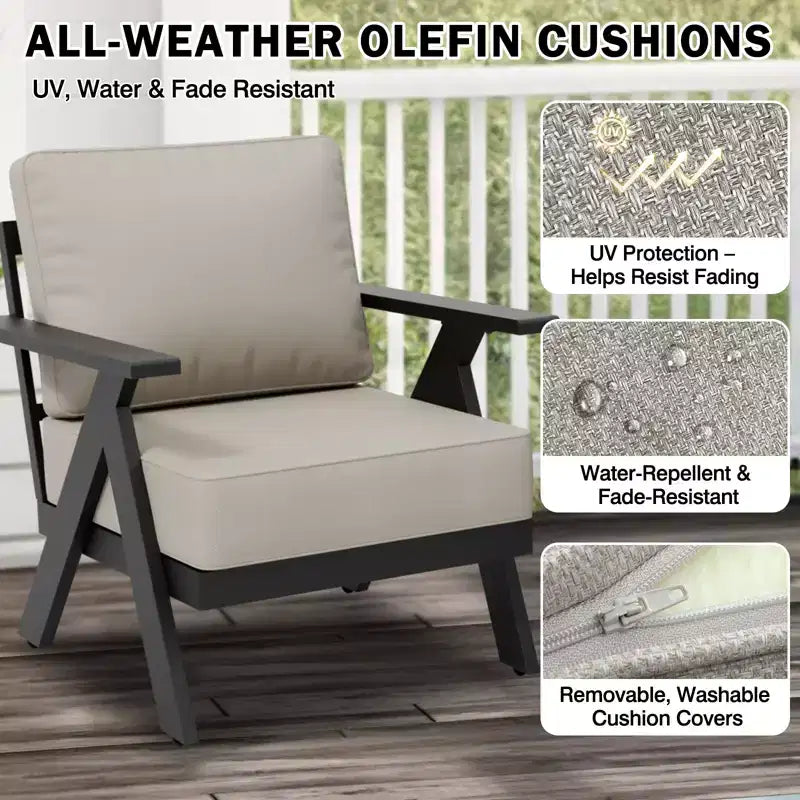 EAGLE PEAK Urban Slate 7 Piece Modern Outdoor Patio Furniture Set, Couch, Swivel Rocking Chairs, Patio Chairs, Coffee Table, and Side Table