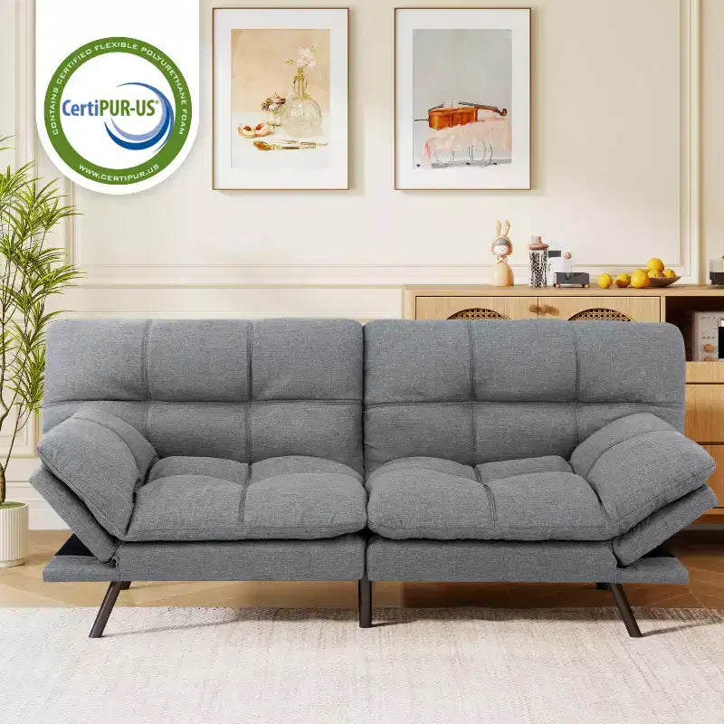 Dyonery 71 Futon Sofa Bed, Memory Foam Modern Convertible Couch Bed,Folding Futon Sleeper Couch with Compact Living Space