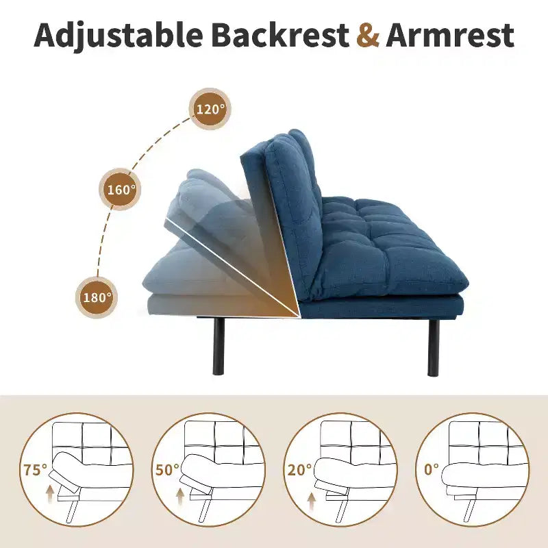 Dyonery 71 Futon Sofa Bed, Memory Foam Modern Convertible Couch Bed,Folding Futon Sleeper Couch with Compact Living Space