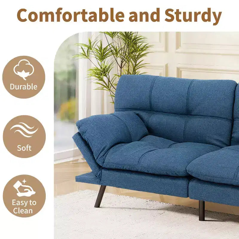 Dyonery 71 Futon Sofa Bed, Memory Foam Modern Convertible Couch Bed,Folding Futon Sleeper Couch with Compact Living Space