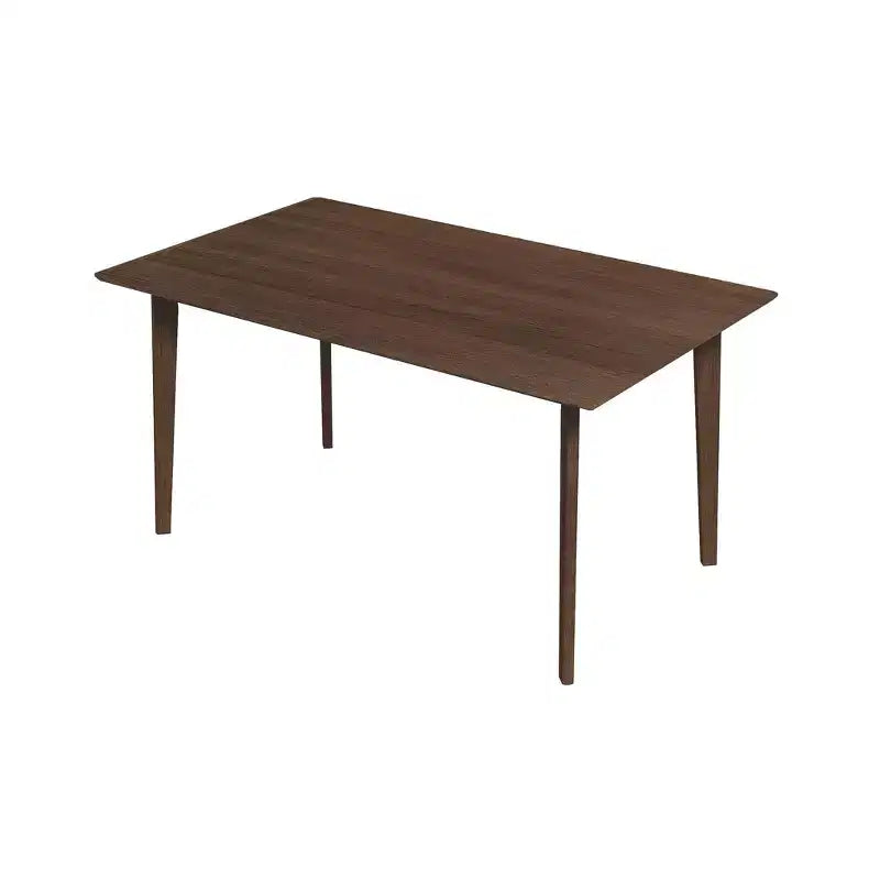 5-Piece Mid-Century Solid Wood Dining Set  Walnut Brown Stain, Beveled Edge Table & 4 Chairs, Seats 4