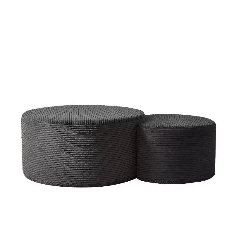 Round Nesting Coffee Table Set of 2, Foam Upholstered Multi-Purpose Tables for Living Room, Versatile Side Table, Ottoman, or End Table