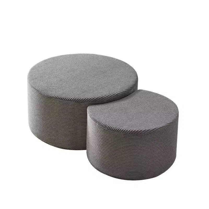 Round Nesting Coffee Table Set of 2, Foam Upholstered Multi-Purpose Tables for Living Room, Versatile Side Table, Ottoman, or End Table