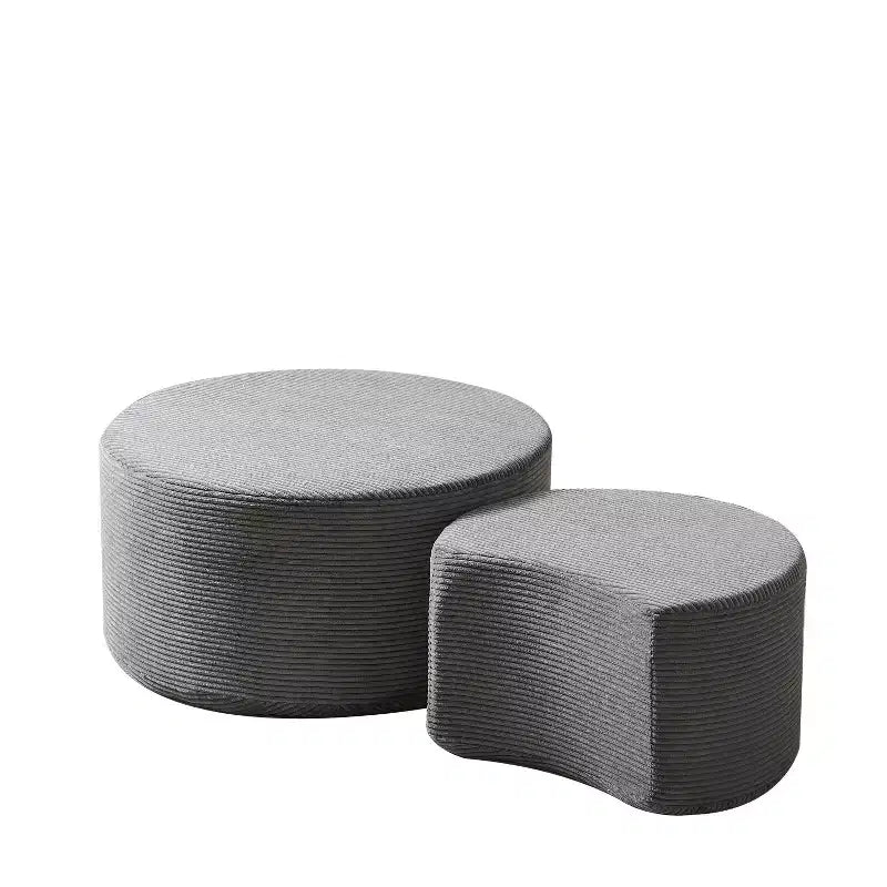 Round Nesting Coffee Table Set of 2, Foam Upholstered Multi-Purpose Tables for Living Room, Versatile Side Table, Ottoman, or End Table