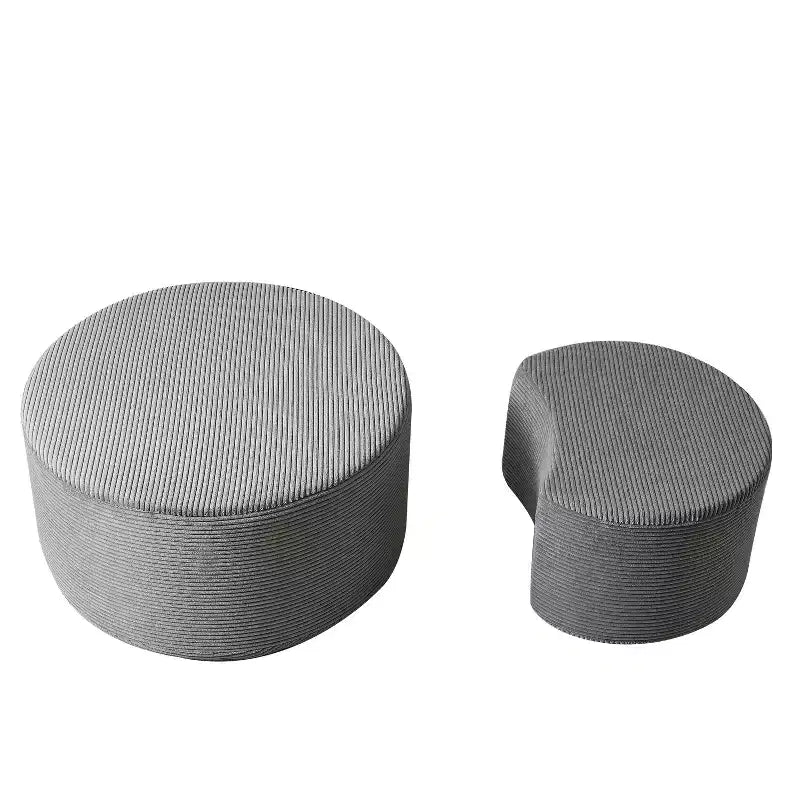 Round Nesting Coffee Table Set of 2, Foam Upholstered Multi-Purpose Tables for Living Room, Versatile Side Table, Ottoman, or End Table