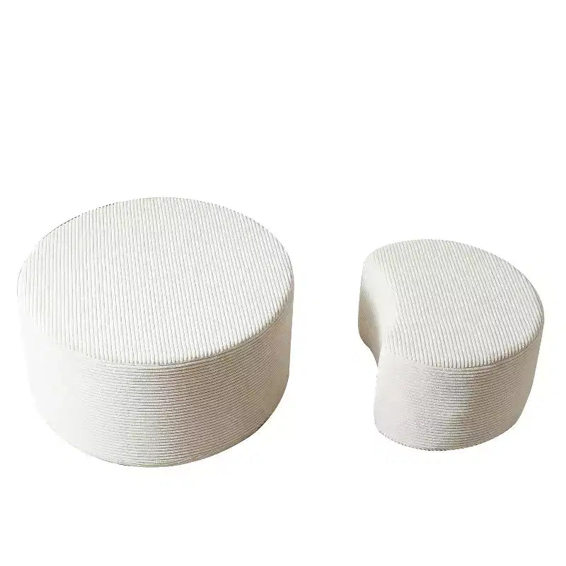 Round Nesting Coffee Table Set of 2, Foam Upholstered Multi-Purpose Tables for Living Room, Versatile Side Table, Ottoman, or End Table