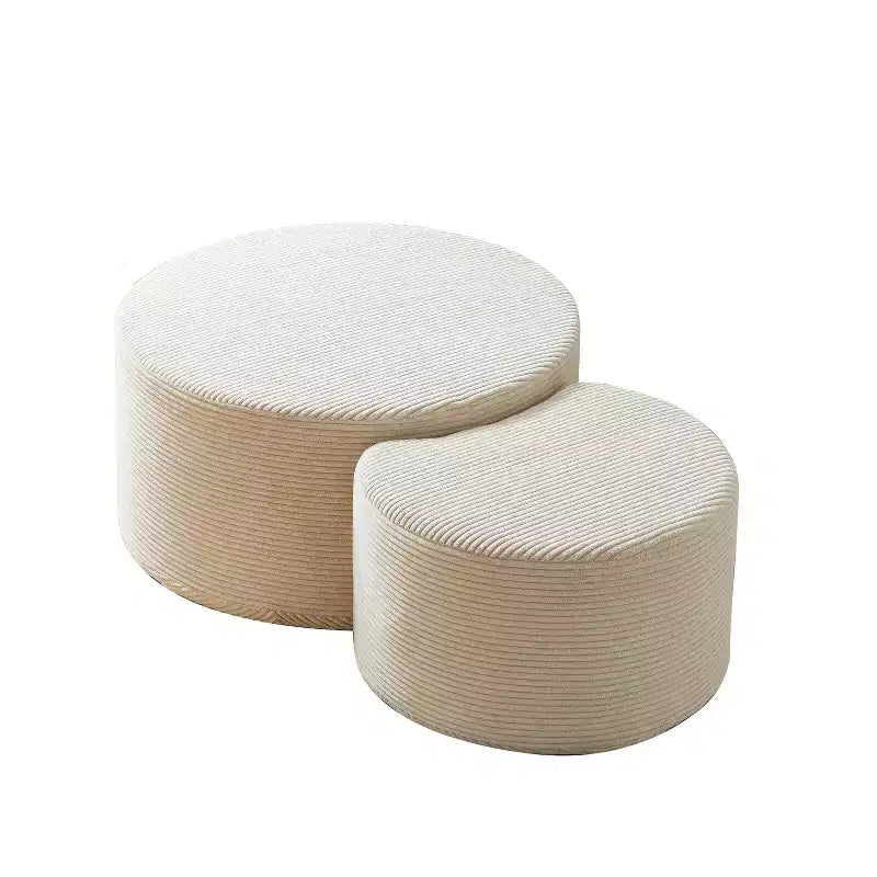 Round Nesting Coffee Table Set of 2, Foam Upholstered Multi-Purpose Tables for Living Room, Versatile Side Table, Ottoman, or End Table
