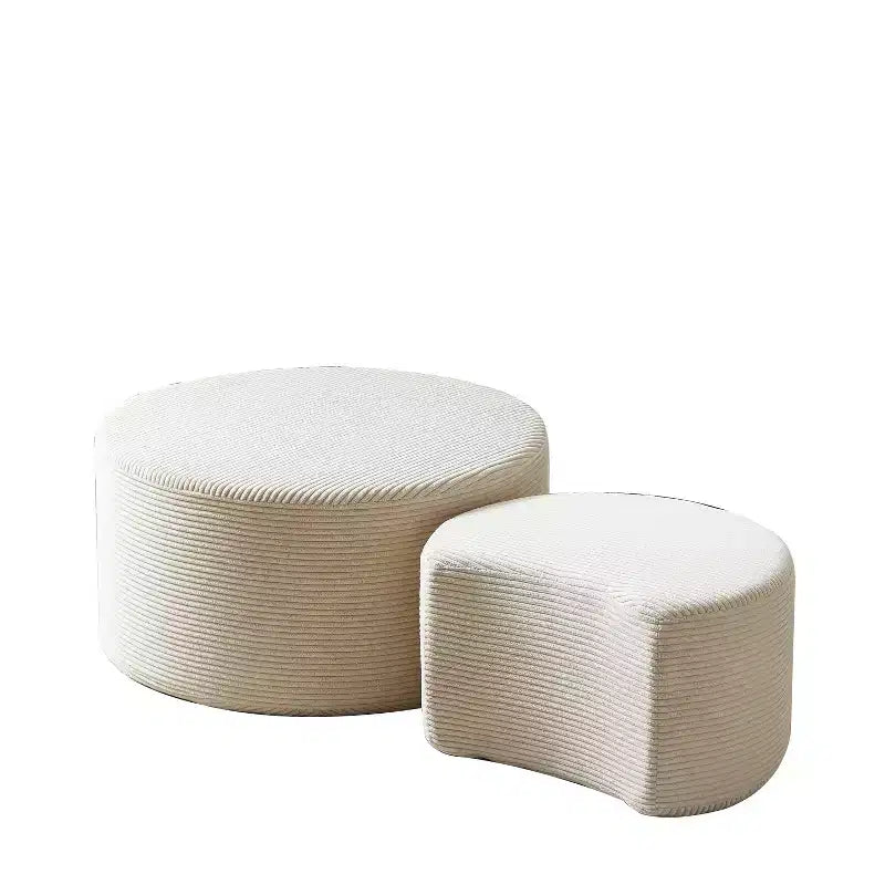 Round Nesting Coffee Table Set of 2, Foam Upholstered Multi-Purpose Tables for Living Room, Versatile Side Table, Ottoman, or End Table