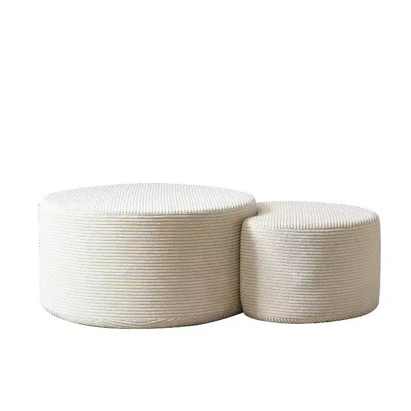Round Nesting Coffee Table Set of 2, Foam Upholstered Multi-Purpose Tables for Living Room, Versatile Side Table, Ottoman, or End Table