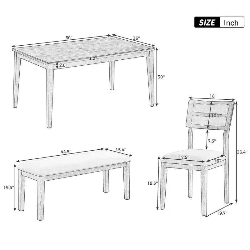 GDFStudio Monica 6 Piece Dining Set with Table and Upholstered Chairs