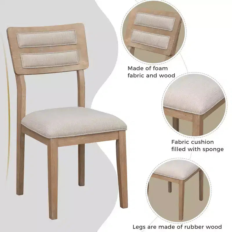 GDFStudio Monica 6 Piece Dining Set with Table and Upholstered Chairs