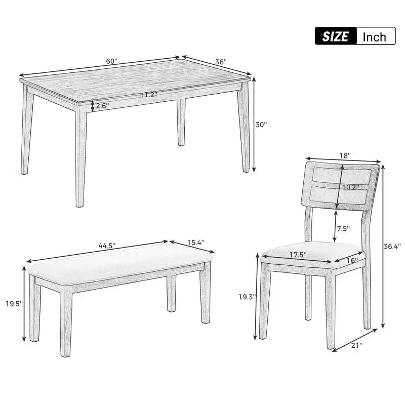 GDFStudio Monica 6 Piece Dining Set with Table and Upholstered Chairs