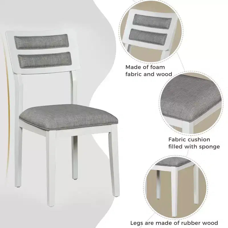GDFStudio Monica 6 Piece Dining Set with Table and Upholstered Chairs