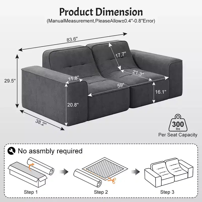 ModernLuxe Modular Sectional Sofa, DIY Sparkling Chenille Upholstered Tufted Sofa Couch, 3-Seat/5-Seat with Ottoman, No Assembly