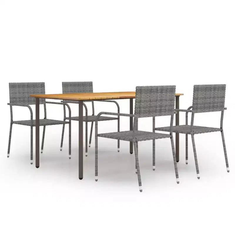 vidaXL Patio Dining Set Dining Table and Chairs Furniture Set Poly Rattan - Anthracite 4 Items