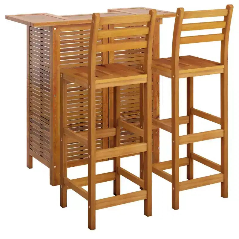 vidaXL Bar Table and Chair Set Dining Table Set 3 Piece Solid Acacia Wood
