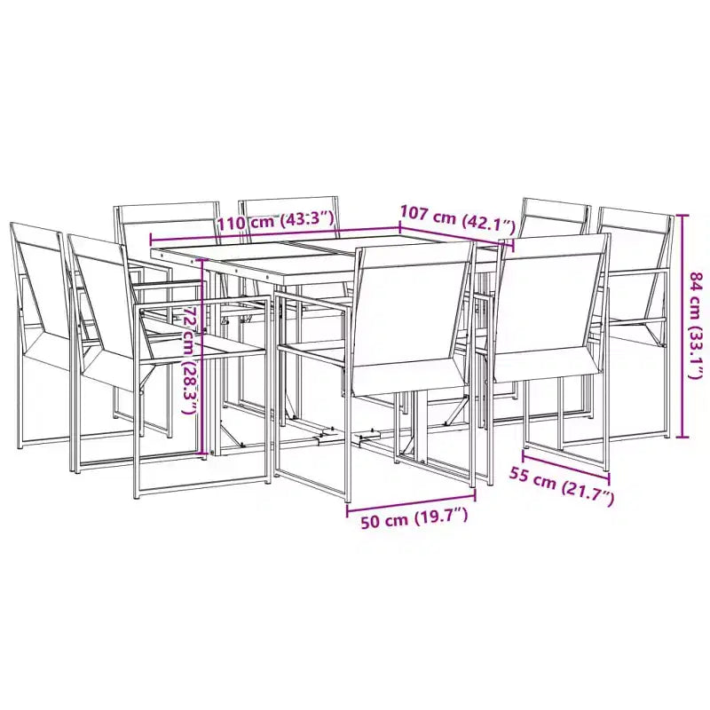 vidaXL Patio Dining Set Garden Table and Chairs Outdoor Furniture Textilene