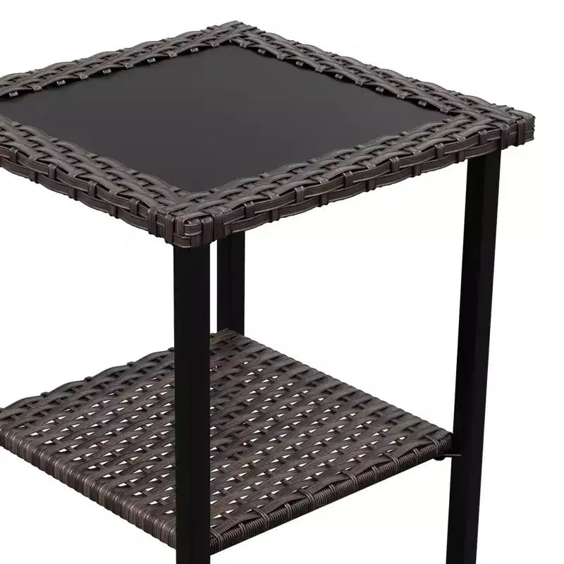 UPTIOT 5-piece Patio Rattan Conversation Set With Side Table