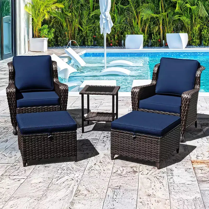 UPTIOT 5-piece Patio Rattan Conversation Set With Side Table