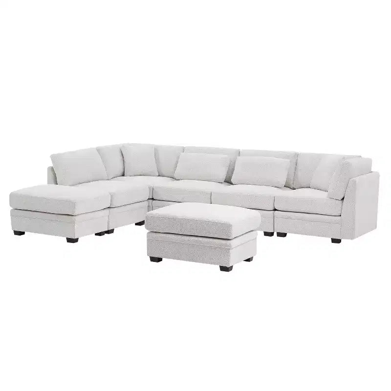Christopher Knight Home Blair Modern 7 Piece Reversible Upholstered Modular Sectional Sofas with 2 Ottomans