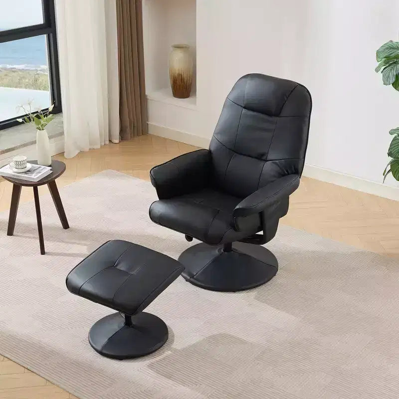 GDFStudio Hegseth Faux Leather Upholstered Massage Recliner Chair with Ottoman