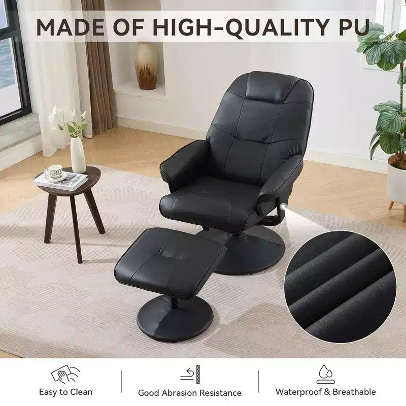 GDFStudio Hegseth Faux Leather Upholstered Massage Recliner Chair with Ottoman
