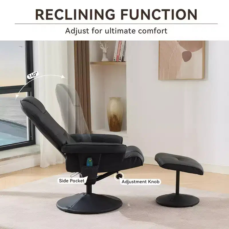 GDFStudio Hegseth Faux Leather Upholstered Massage Recliner Chair with Ottoman