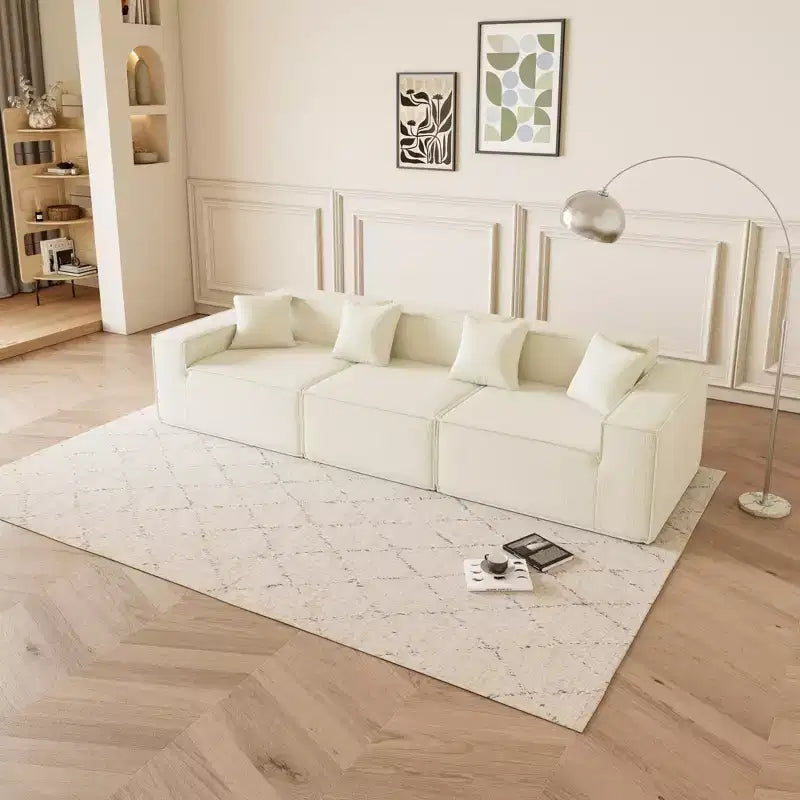 GDFStudio Nira Modern 109'' 3-Seater Reversible Boneless Corduroy Upholstered Sectional Sofa with Ottoman and 4 Pillows