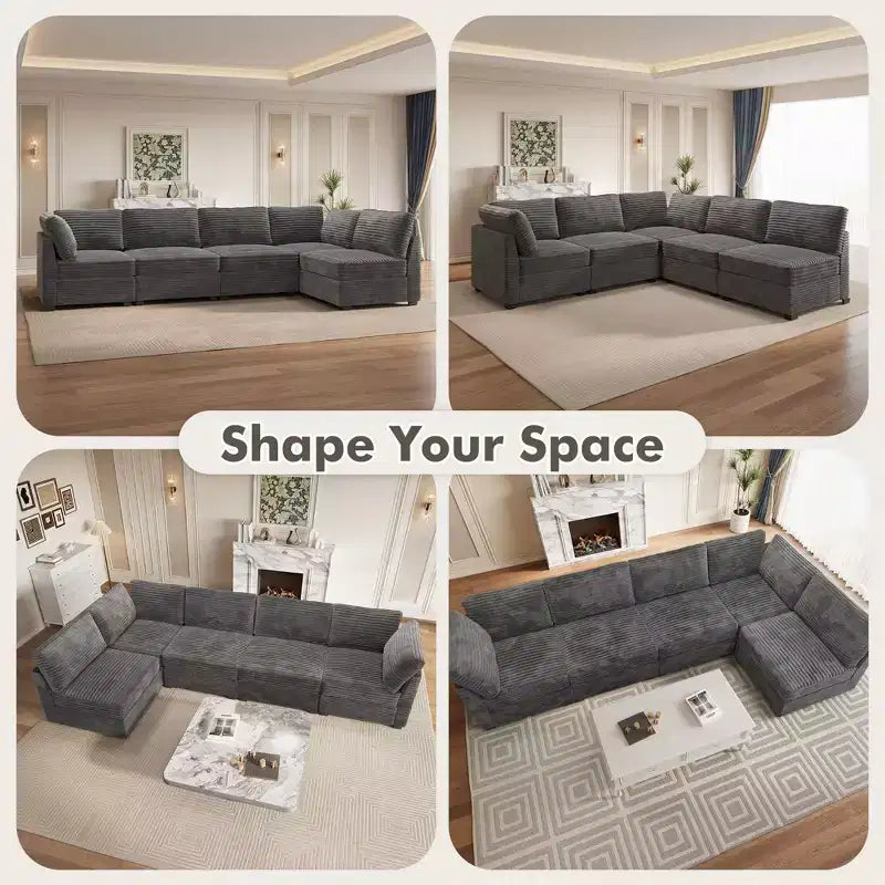 HOMLUX Luxury Modular Sectional Sofa Couch, Oversized Cloud Couch for Living Room, Deep Seat Upholstered Convertible Sleeper Sofa with Chaise Ottoman