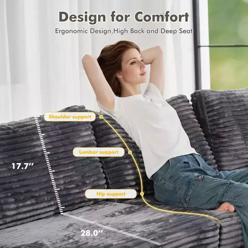 HOMLUX Luxury Modular Sectional Sofa Couch, Oversized Cloud Couch for Living Room, Deep Seat Upholstered Convertible Sleeper Sofa with Chaise Ottoman