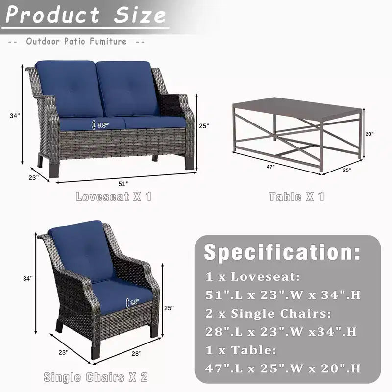 UPTIOT 4-Pieces Wicker Outdoor Patio Furniture Sets