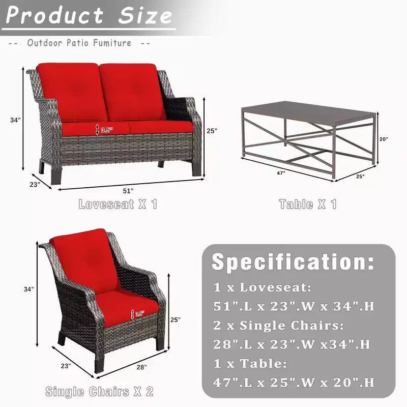 UPTIOT 4-Pieces Wicker Outdoor Patio Furniture Sets