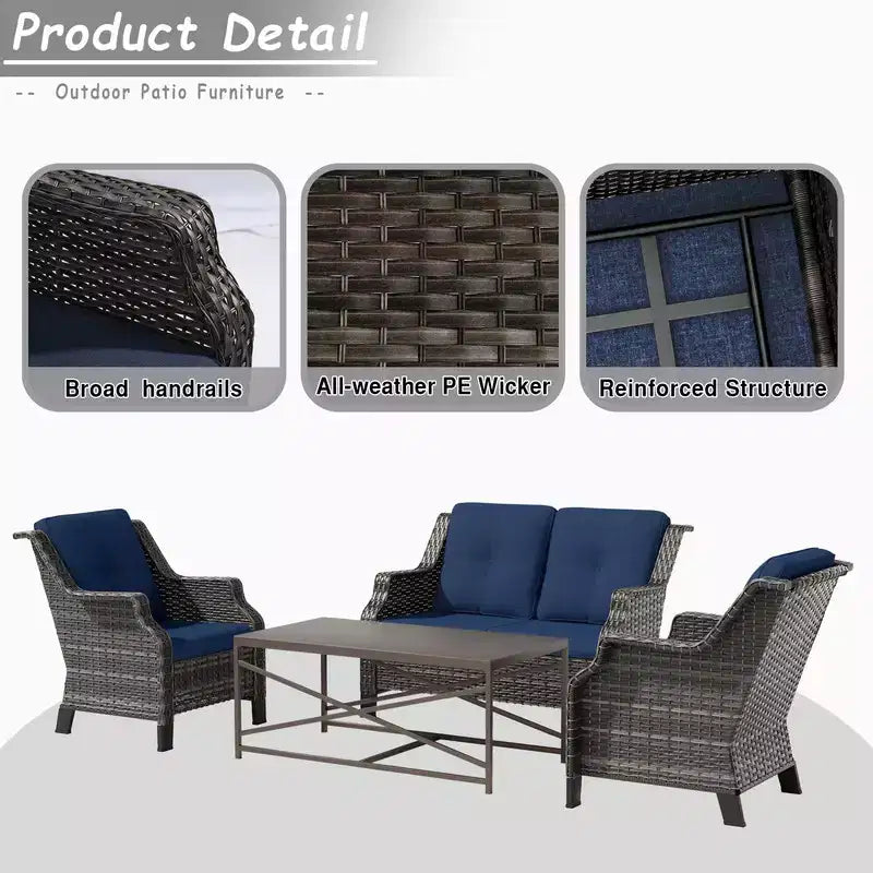UPTIOT 4-Pieces Wicker Outdoor Patio Furniture Sets
