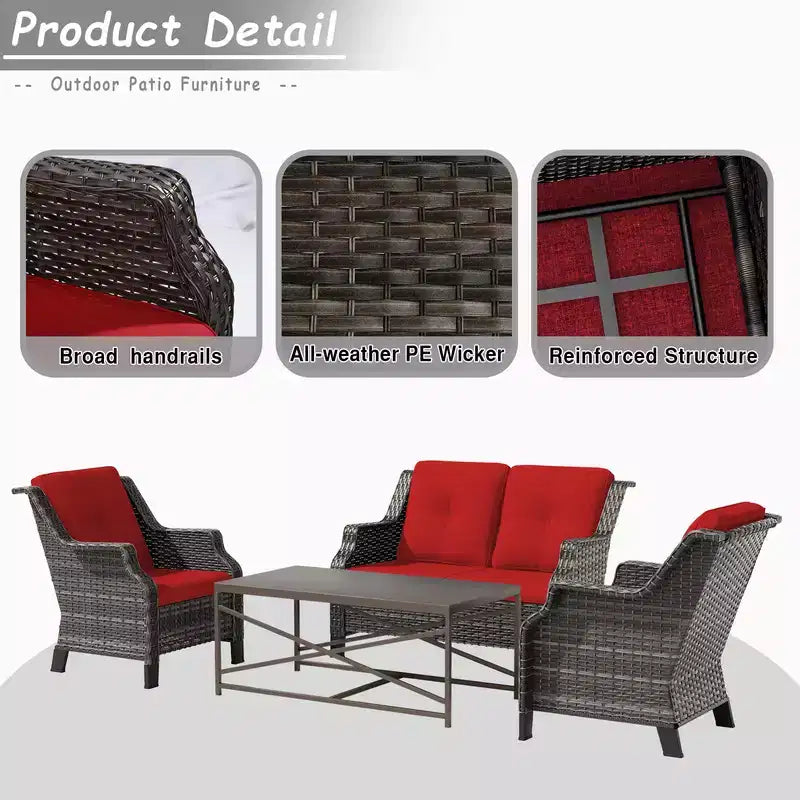 UPTIOT 4-Pieces Wicker Outdoor Patio Furniture Sets
