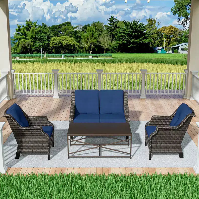 UPTIOT 4-Pieces Wicker Outdoor Patio Furniture Sets