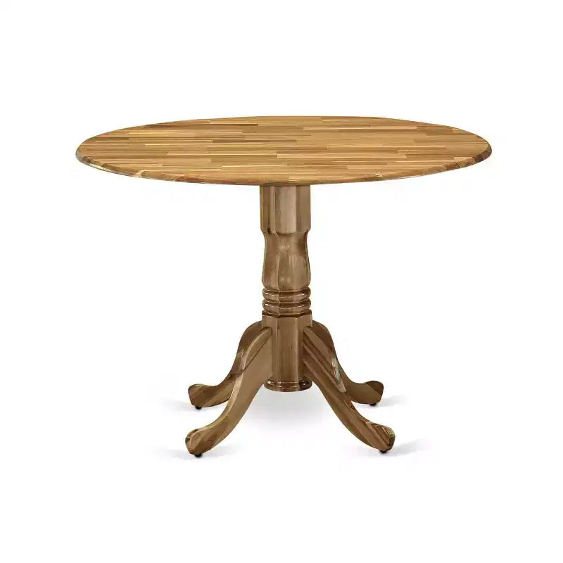 3-Piece Natural Oil Finish Solid Wood Top - Round Dining Room Set - Seats 4