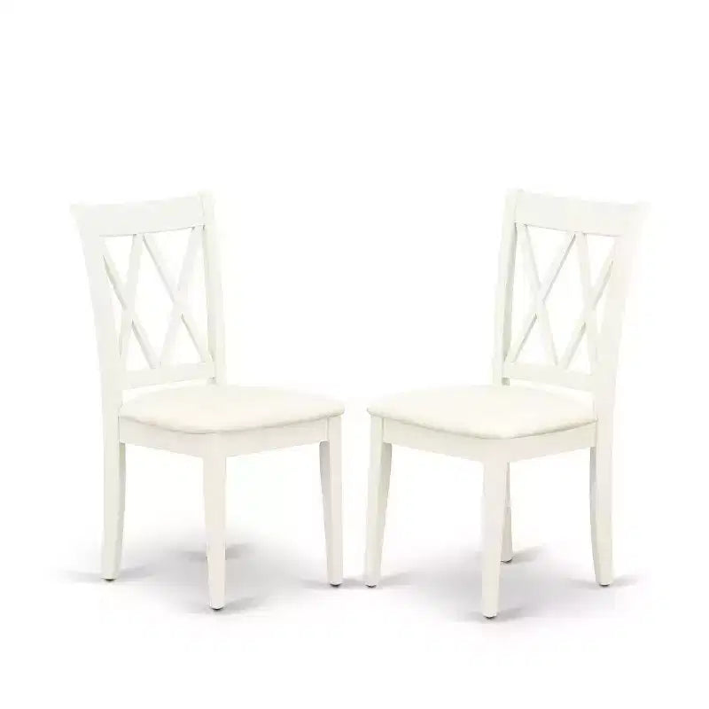 HomeStock 3-Piece Linen White Finish Solid Wood Top with Dropleaf Dining Table Set