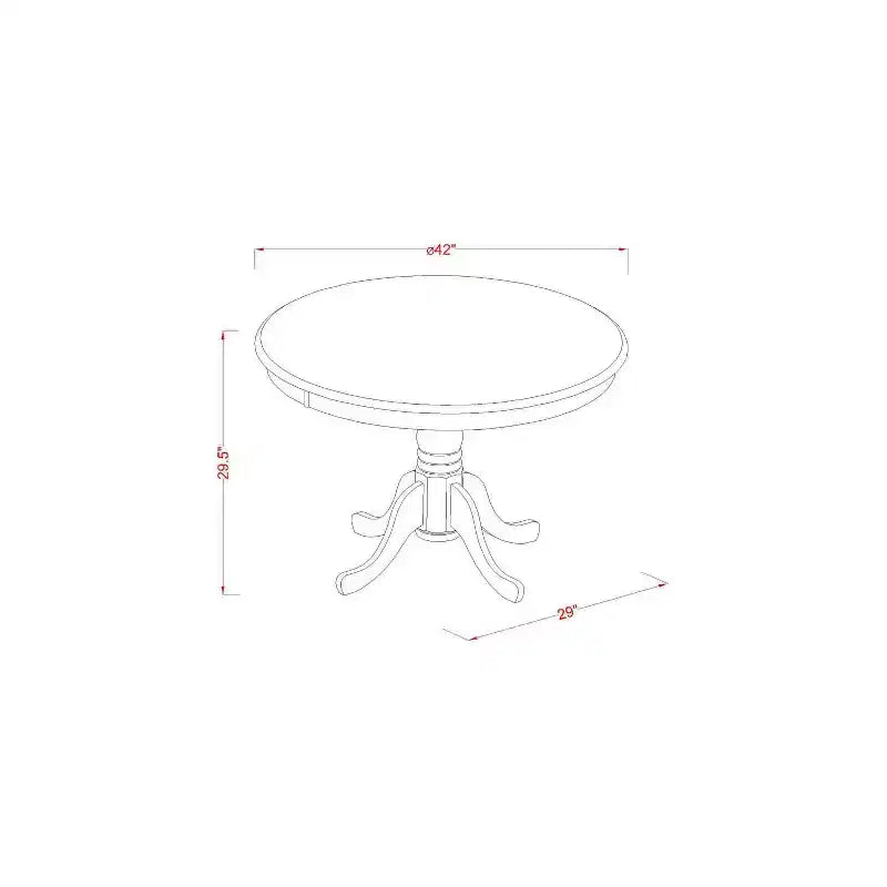 Round Dining Table Set 3pc - 42 Table & 2 Parsons Chairs - Modern PU Leather & Linen White Legs