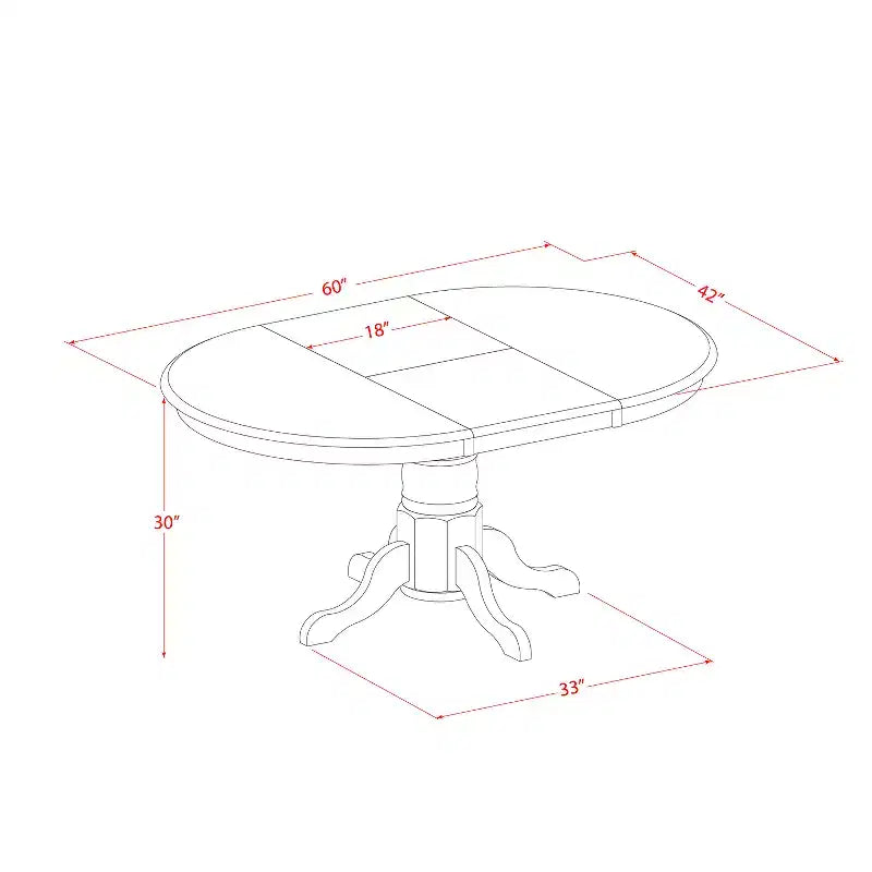 5-Piece Oval Saddle Brown Finish Solid Wood Top Dining table with 4 Chairs with