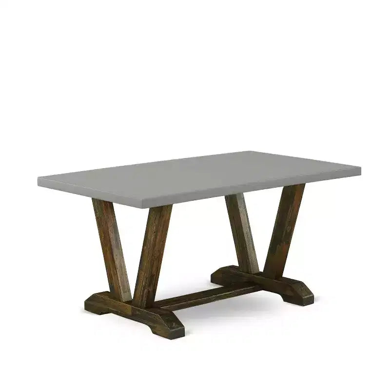 HomeStock 5-Piece Distressed Jacobean Finish Solid Wood Top Dining table with 4-Chairs