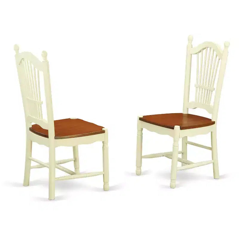 HomeStock 9-Piece Rectangle Buttermilk & Cherry Finish Solid Wood Top Dining Table with 8-Chairs