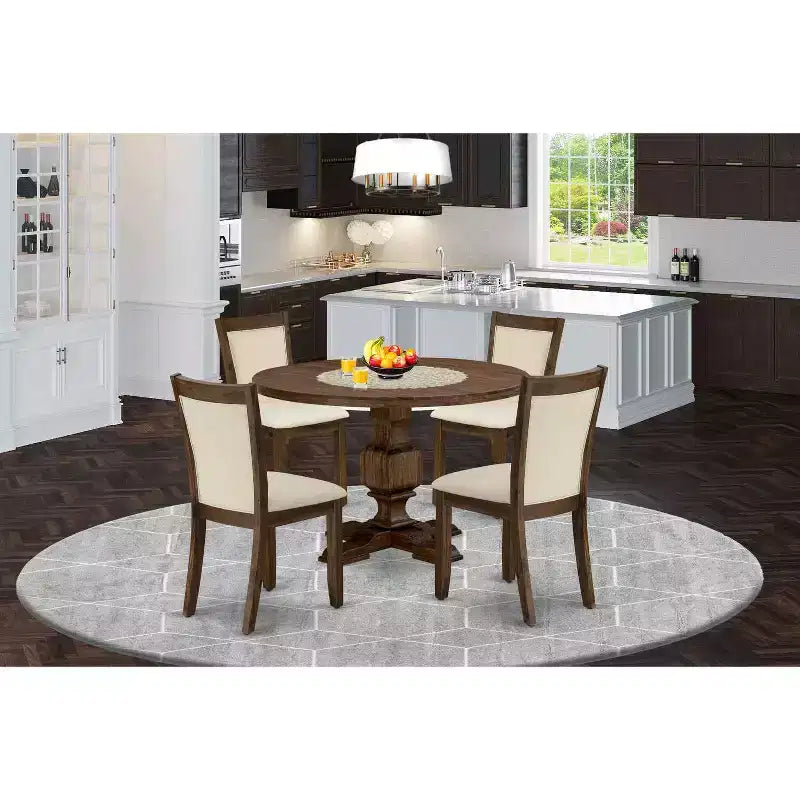 HomeStock 3-Piece Sand Blasted Black Finish Solid Wood Top Dining Table with 2 Chairs